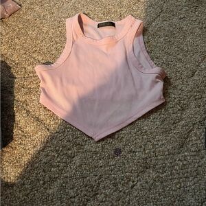 SHEIN Light Pink Ribbed Crop Top